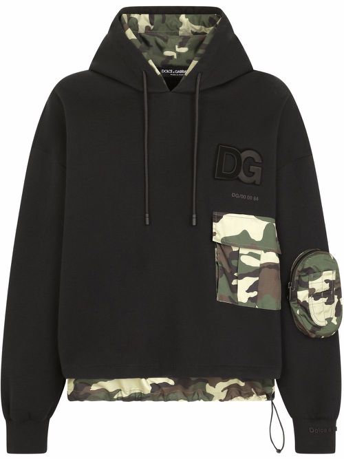 Camouflage-print logo hoodie - Black