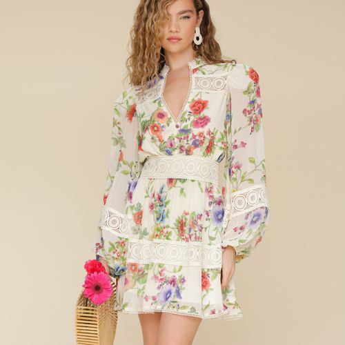 DEN | Delfina Shirred Floral-print Organic Cotton-voile Midi Dress - Multi  | Realry