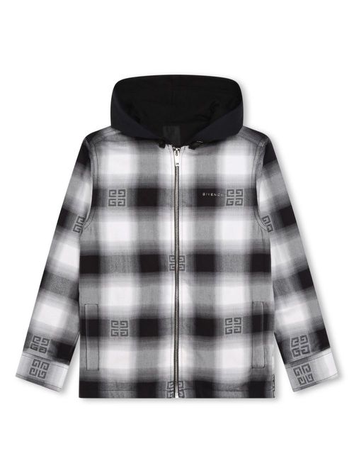 4G-motif checked shirt jacket - Black