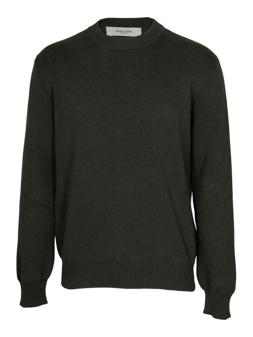Green cotton sweater with logo on the back