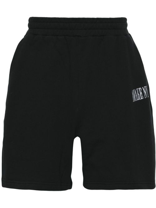 Logo-embroidered track shorts - Black