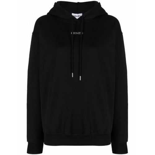 Logo-print pullover hoodie - Black