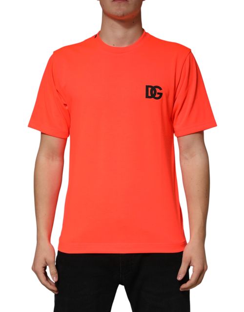 Logo-Embroidered Crew Neck T-Shirt — Orange