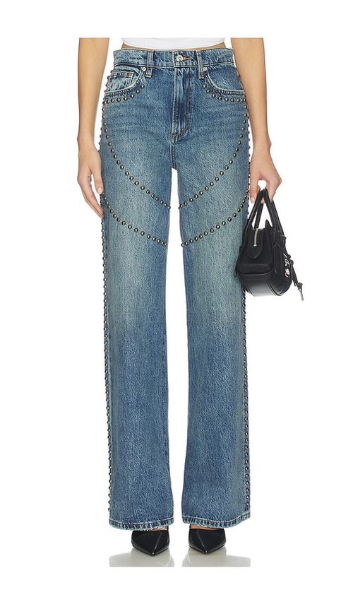 Joe's Jeans The Harlowe Studded Wide Leg Jeans in Blue. - 23 also , 25, 26, 27, 28, 29, 30, 31, 32