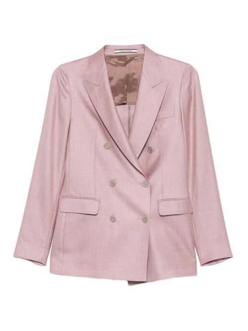 Double-Breasted Pink Wool Blazer