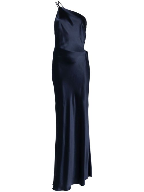 Asymmetrical design silk gown - Blue