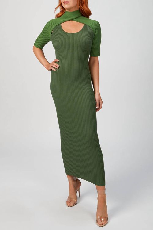 Loop Layered Knit Dress In Vert