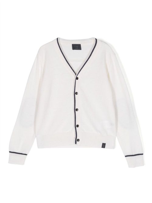 Contrasting-trim V-neck cardigan - Neutrals