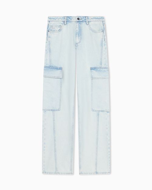 Relaxed Fit Jeans in Rigid Light Blue Cotton Denim