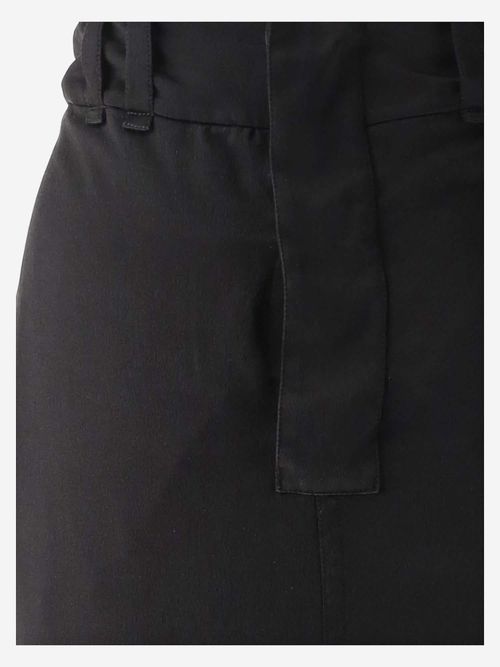 Silk Button-Front Skirt — Black