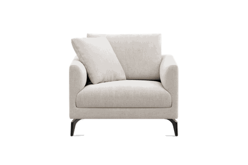 Lena Armchair Customized, (Performance Linen Weave) Light Grey (Matte Black Legs), Spill Resistant, Removable Covers for Chairs
