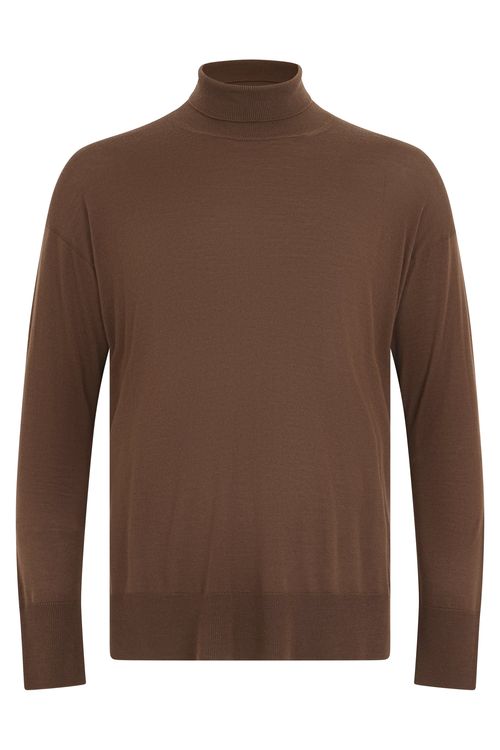 High-Collar Fine Wool Sweater