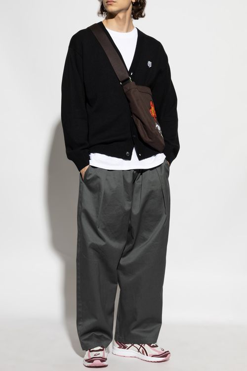 Cardigan With Logo Patch, Men's, Black