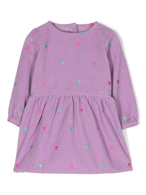 Heart-embroidered corduroy dress - Purple