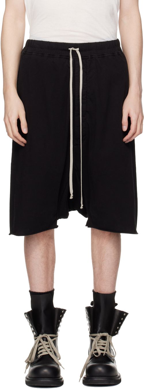 Black Temple Drawstring Pods Shorts