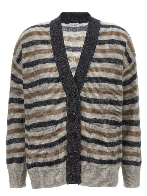 Brunello Cucinelli - Lurex Wool Cardigan Sweaters And Cardigans Multicolor