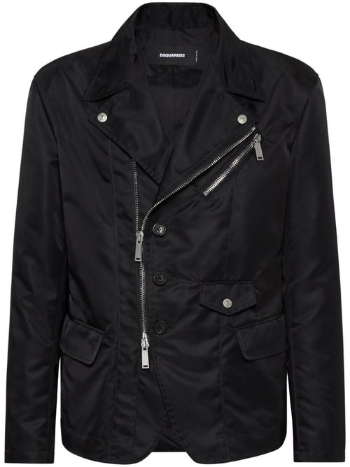 Satin biker jacket - Black