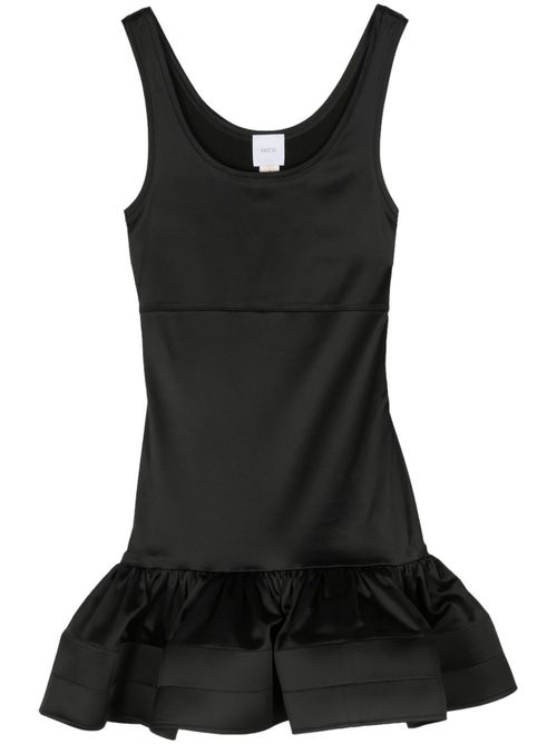 Ruffled satin tank dress - Black