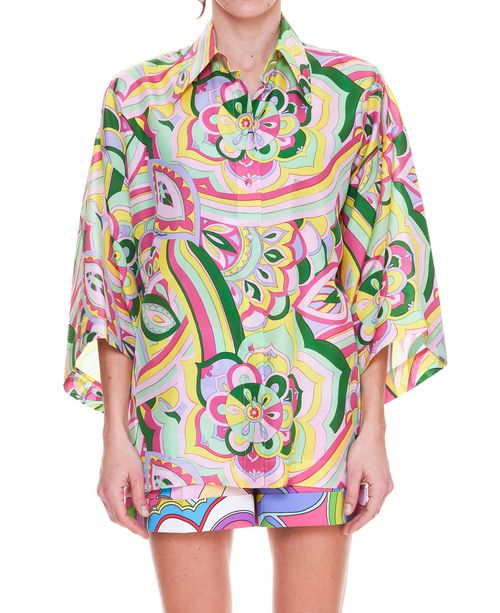 Abstract-print silk shirt