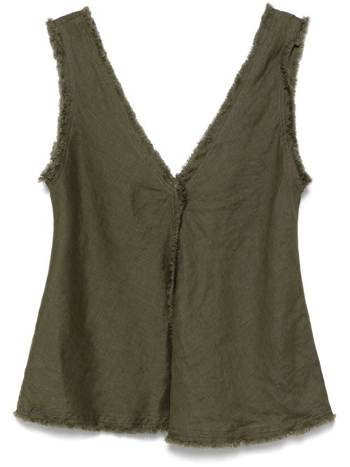 Frayed-brim top - Green