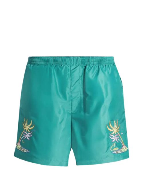 Men's Logo Lettering Elastic Waist Shorts with Pockets