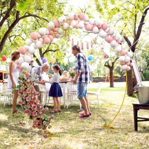 Outsunny 280Cm Gold Tone Wedding Arch Round Backdrop Stand For Birthday Party