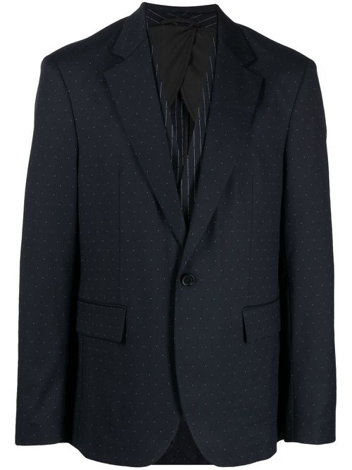 Polka dot-pattern single-breasted blazer - Blue