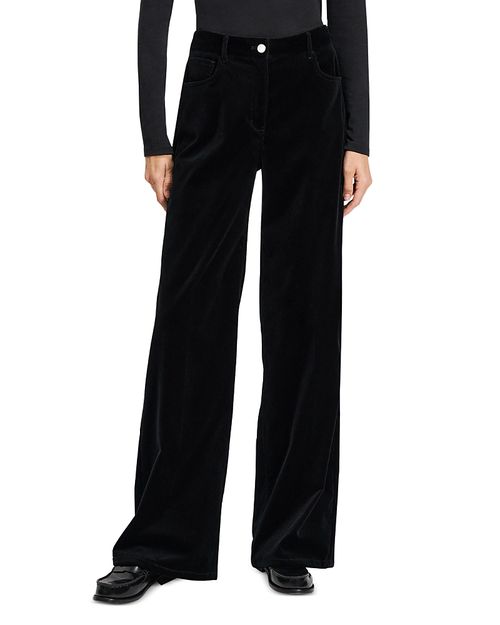 5 Pocket High Rise Stretch Straight Leg Velvet Jeans in Baltic