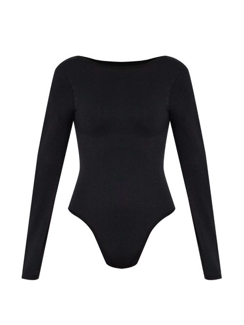 Long-sleeve open-back bodysuit - Black