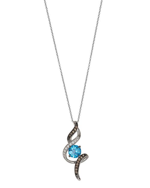 Le Vian 여성 Le Vian 14K White Gold 1.44 Ct. Tw. Diamond & Blue Topaz Pendant Necklace