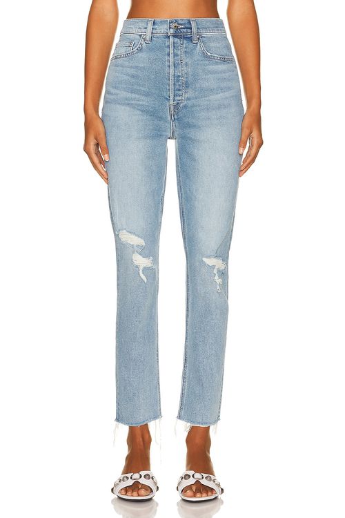 GRLFRND Piper Super High Rise Slim Jeans in La Jolla - Denim-Light. 32 also in