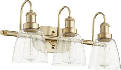 Quorum Transitional 3-Light Bathroom Vanity Light in Aged Bra