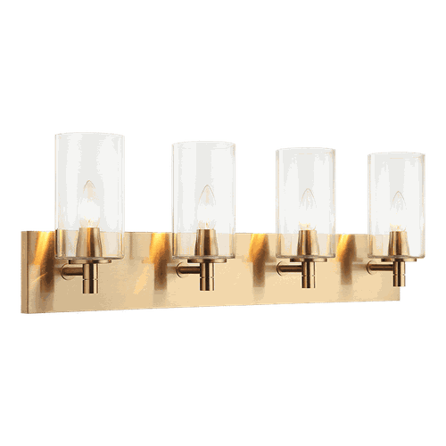 Aged Gold Brass Four Light Wall Sconce from the Candela Collection