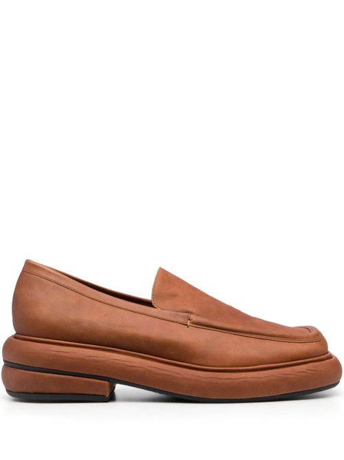 Stacked slip-on suede loafers - Brown