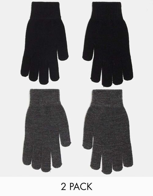 Monki 2-pack gloves in black and gray