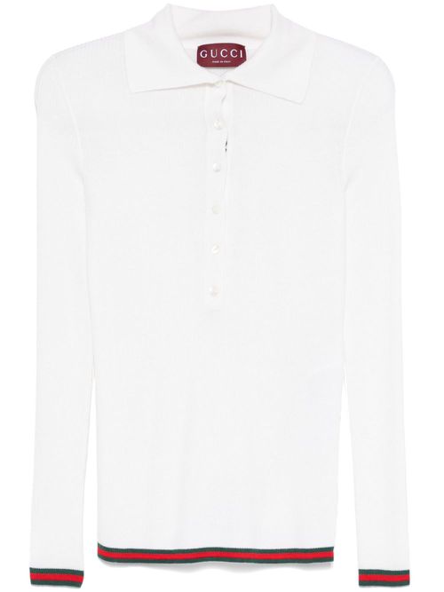 Web-stripe polo top - White