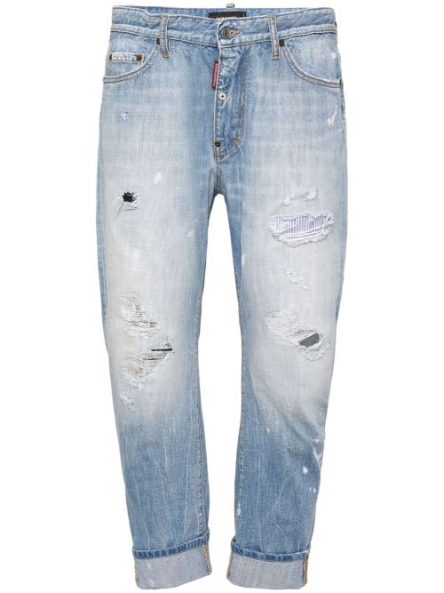 Distressed-effect straight-leg jeans - Blue