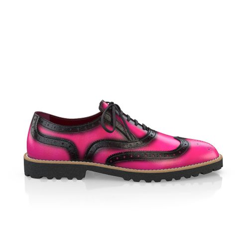 Custom Men's Luxury Oxford Dress Sneakers Handmade in Italy - Fuchsia Pink Premium Leather - Brogues - GIROTTI