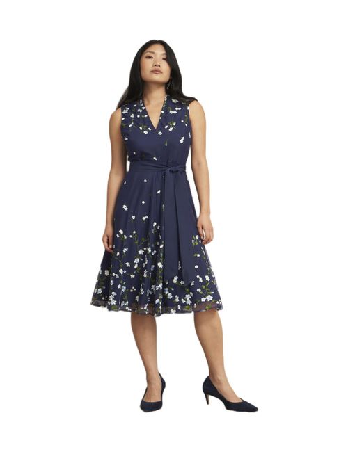 Women's Aria Embroidered Dress - Dark Blue