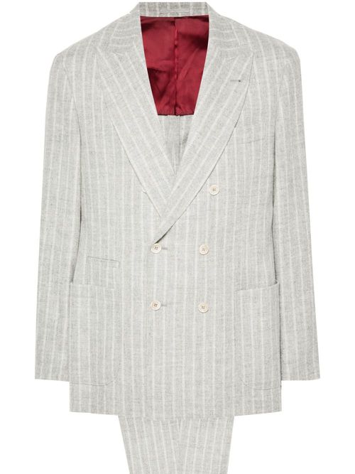 Striped One-And-A-Half-Breasted Suit - Men's - Polyamide/Wool/Spandex/Elastane/AcetateCuproCotton