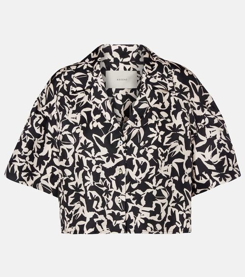 Lincoln printed cropped silk twill shirt