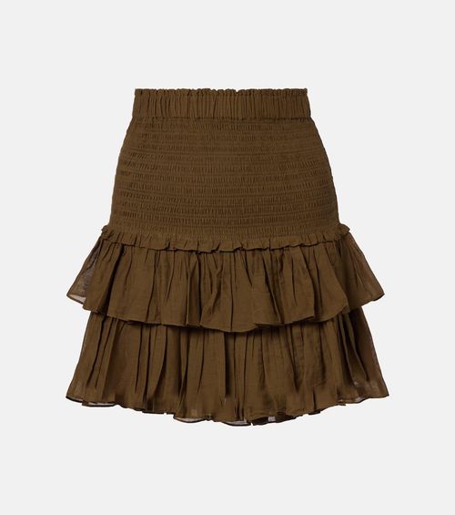 Naomi smocked cotton-blend miniskirt