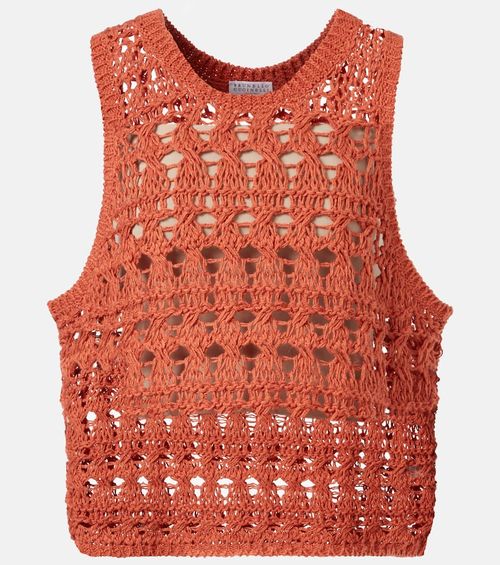 Jute and cotton-blend sweater vest