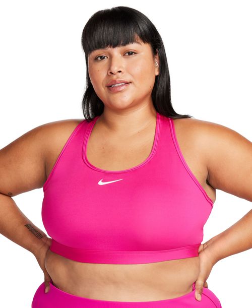 Plus Size Active Medium-Support Padded Logo Sports Bra - Fireberry