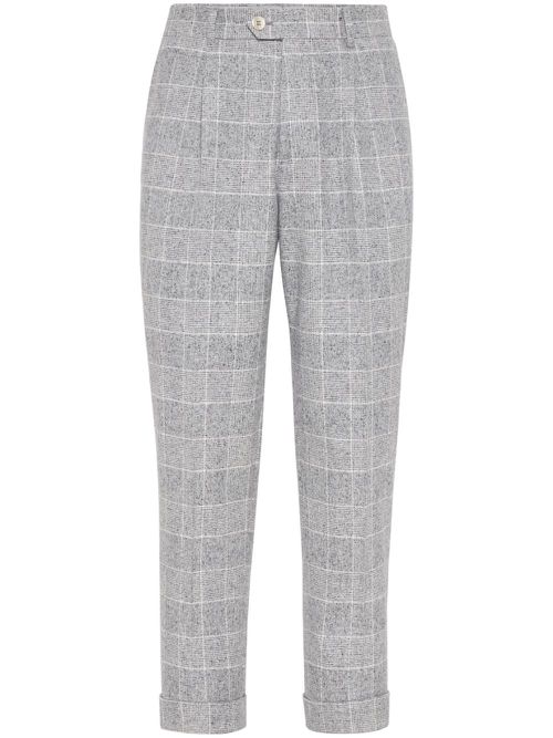 Prince of Wales check tapered trousers - Grey