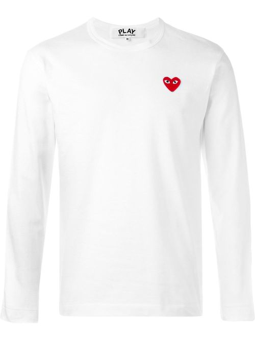 Logo Heart-Patch Cotton T-shirt — White