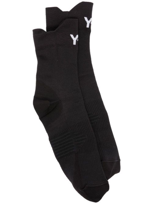 Logo-intarsia ribbed socks - Black