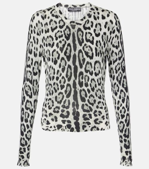Animal-print silk sweater