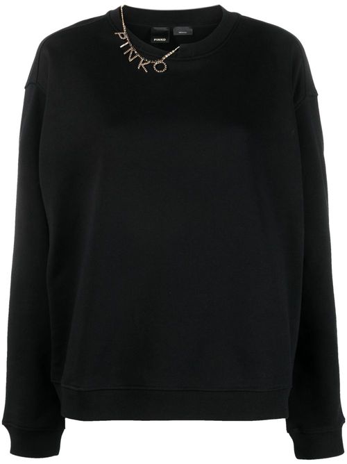 Logo-charm cotton sweatshirt - Black