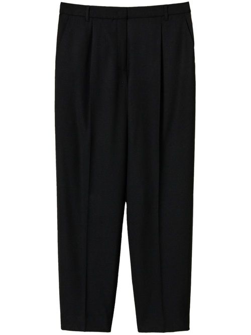 Pleat-detail straight-leg trousers - Black